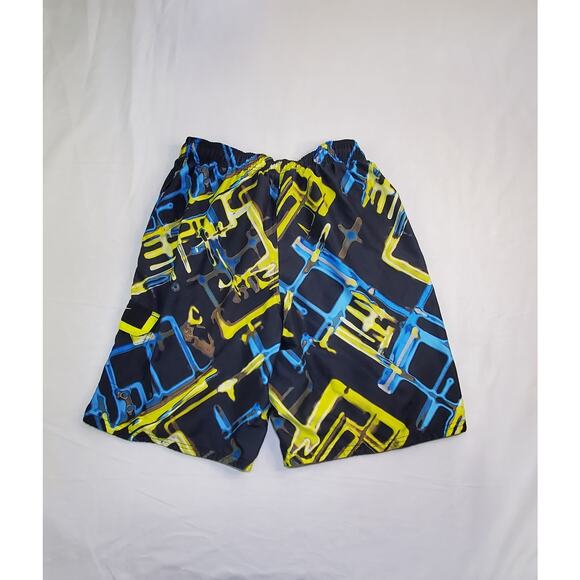 Nike Swim Size L Cargo Shorts Adult Black Yellow Swim Board Trunks Ca12 - Picture 7 of 7